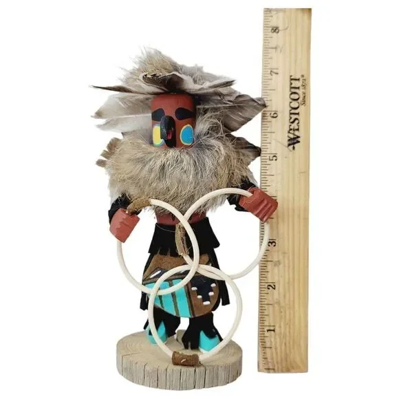 Vtg Hoop Dancer Hopi Handmade Native American Kachina Doll Hand Painted Indian - Picture 10 of 10